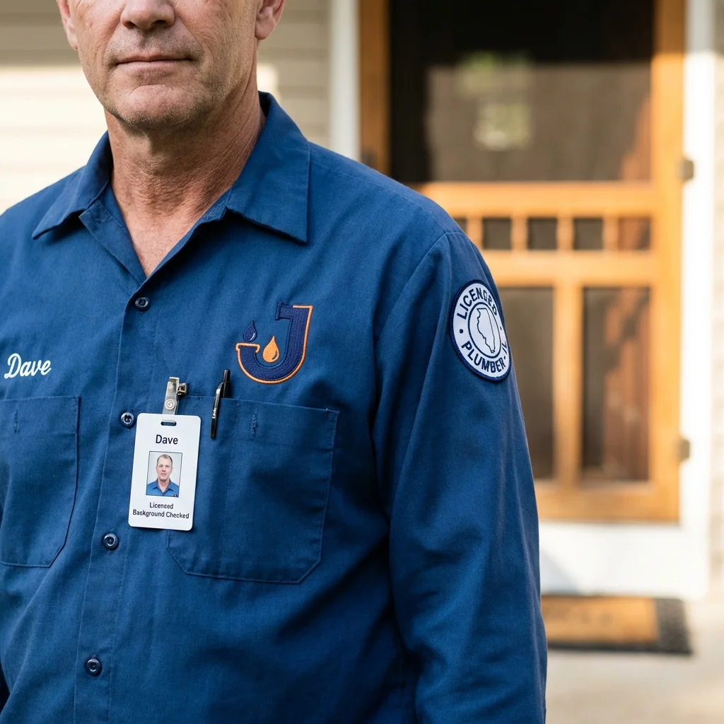 Licensed plumber showing ID badge in Stanfield, NC