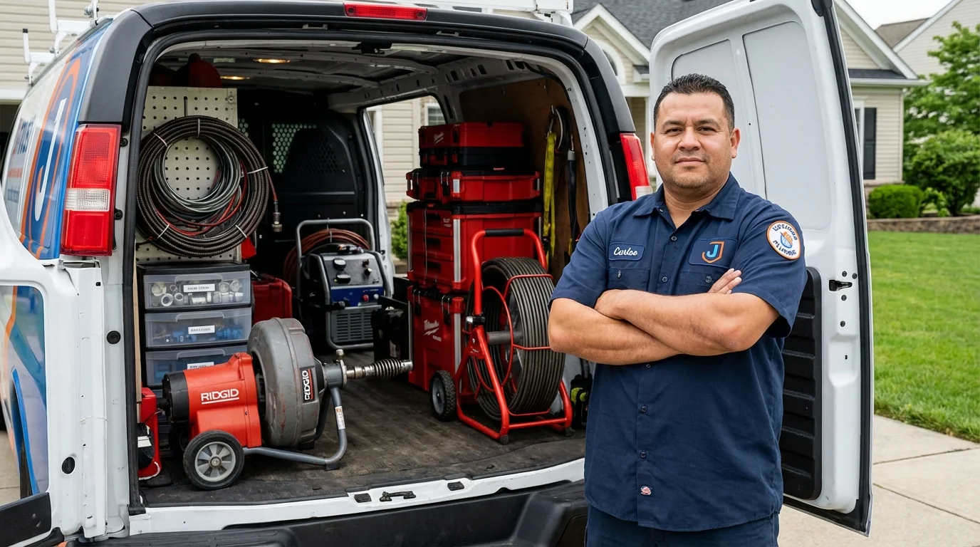 Professional drain cleaning equipment and Johns Plumbing LLC plumber in Stanfield