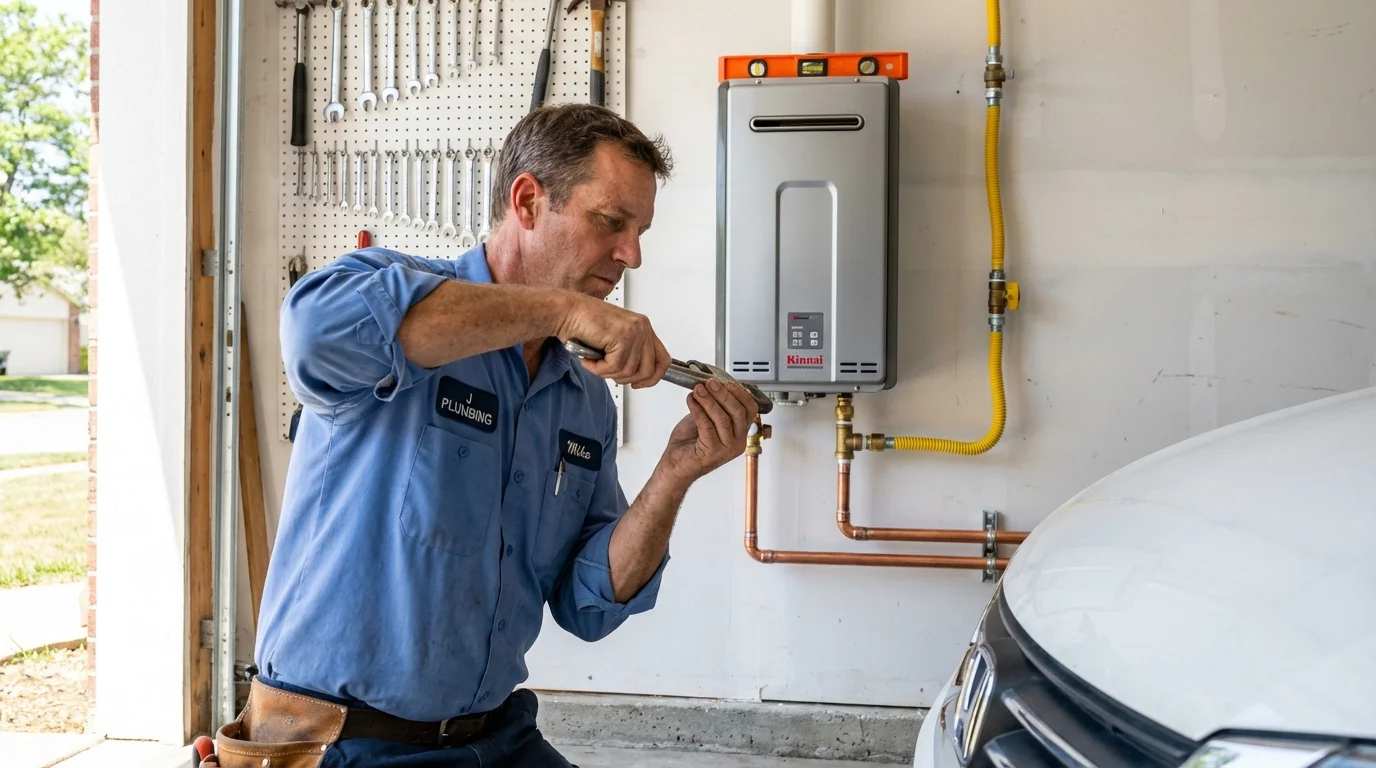 Tankless water heater installation by a Johns Plumbing LLC plumber in Stanfield